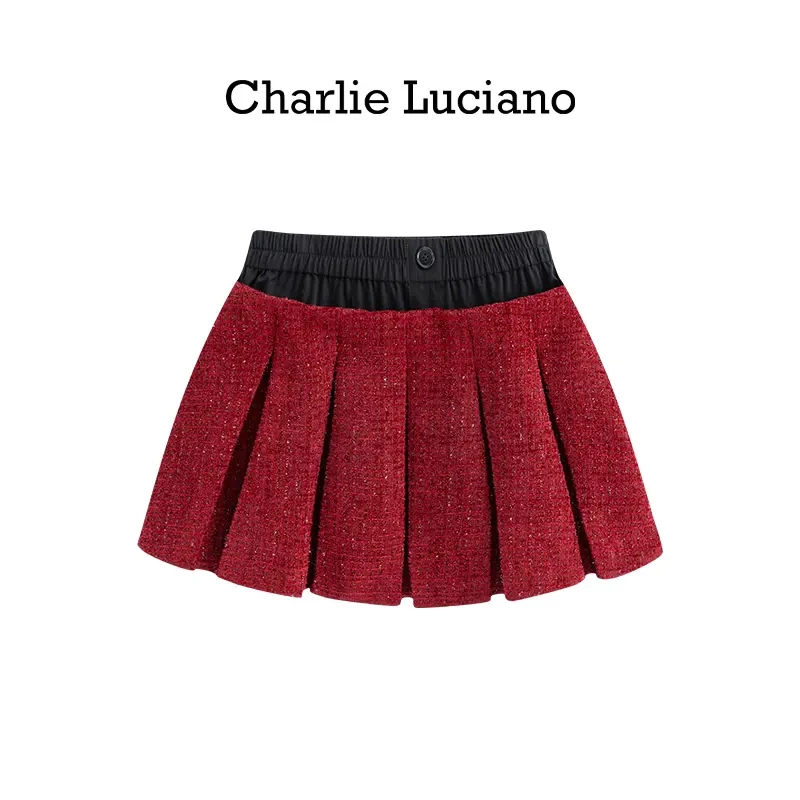 CharlieLuciano标识橡筋腰头蓬蓬裙A字高腰宽松显瘦设计感半身裙