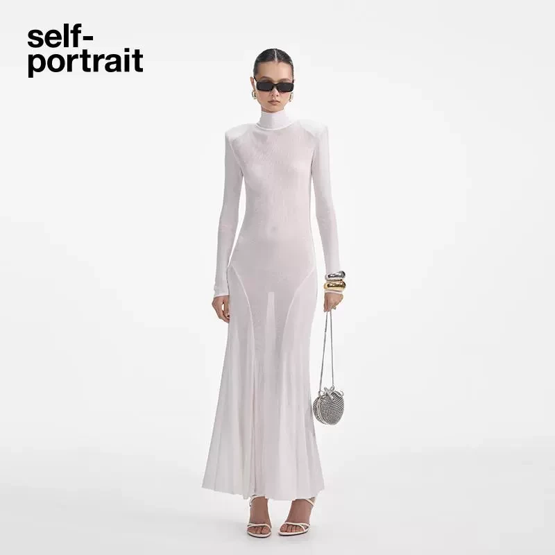 【刘嘉玲同款】self-portrait 2025新款纯净白针织打底连衣裙