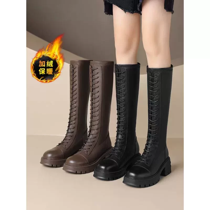 专柜298～巨轻软显瘦～长筒靴女小个子增高6cm高筒瘦瘦靴3243B10