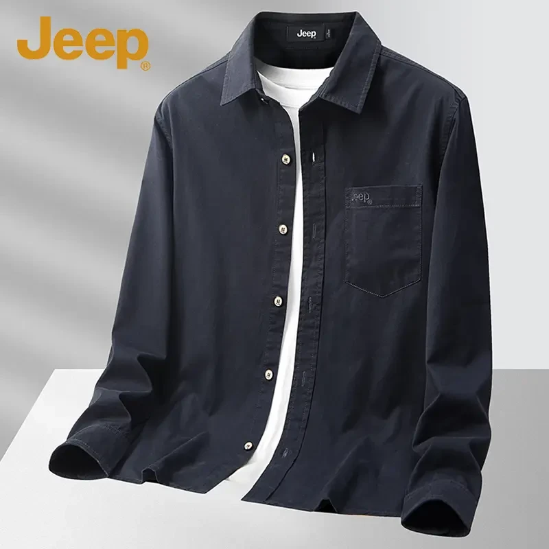 Jeep吉普美国Jeep官方正品男士长袖衬衫2025春秋新款商务休闲百搭