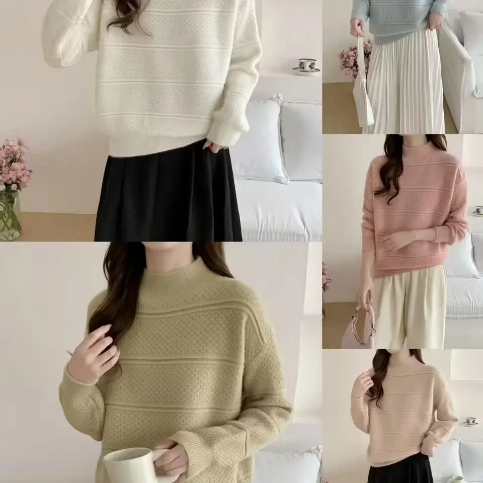 米粒家311【不起球】大版水貂绒加厚百搭显瘦毛衣