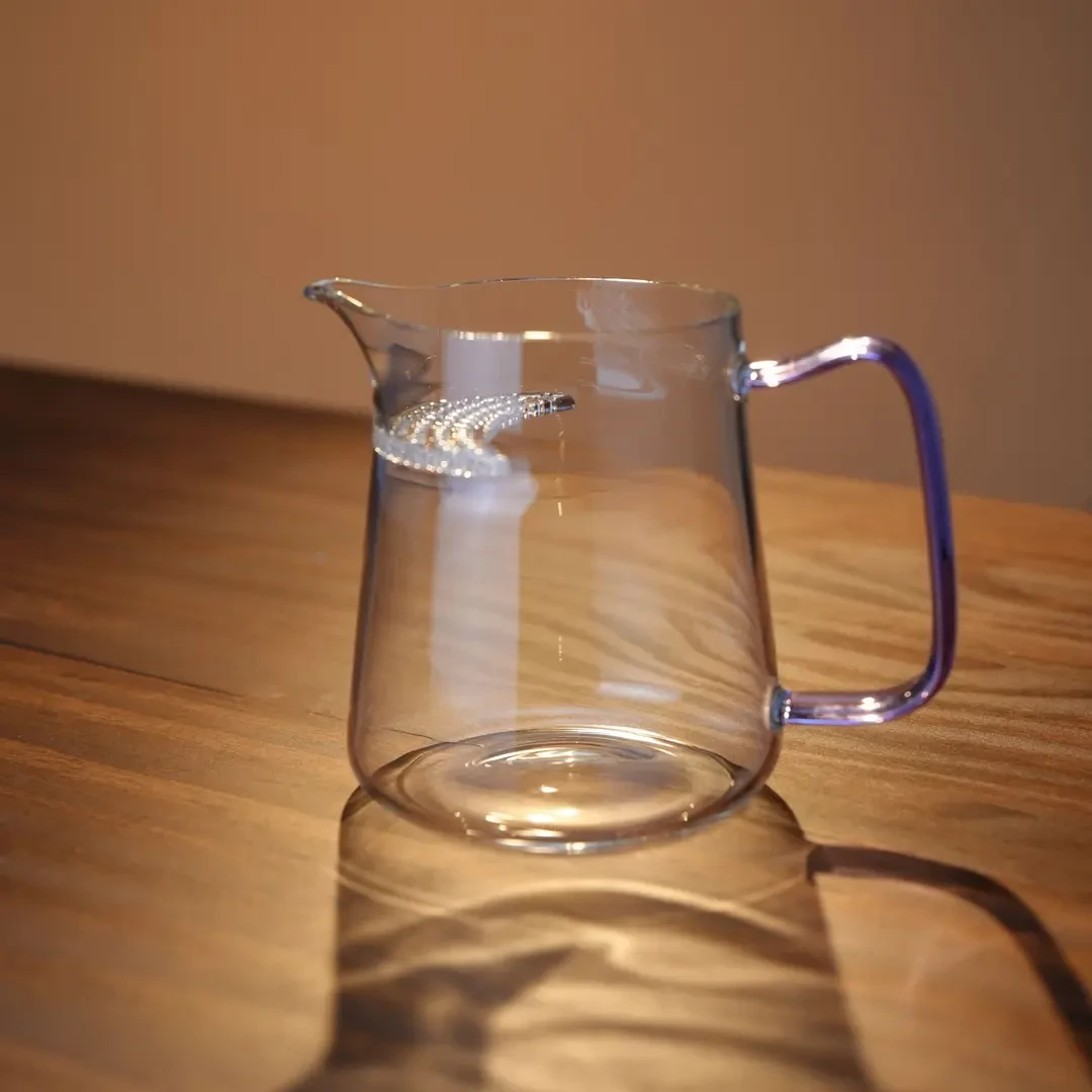 家用月牙公杯400ml耐热玻璃分茶器过滤一体大容量泡茶月牙公杯