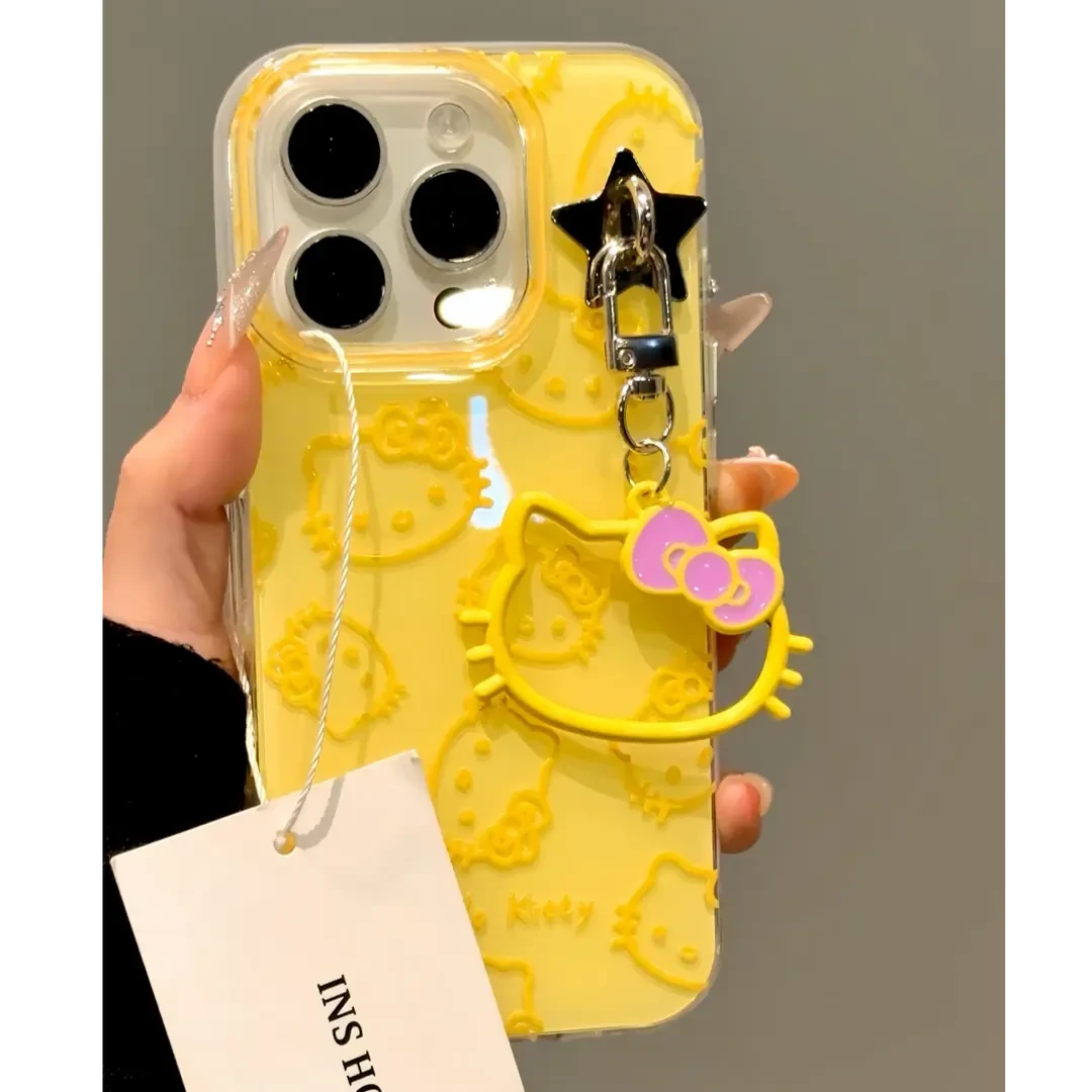 适用线条kt猫苹果手机壳华为vivo小米荣耀oppo红米一加新款女可爱