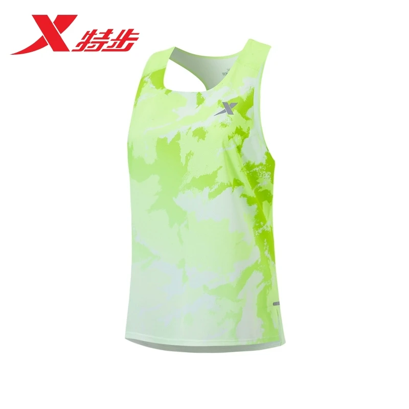 特步跑步背心男2025夏季新款马拉松训练坎肩吸湿速干无袖运动T恤