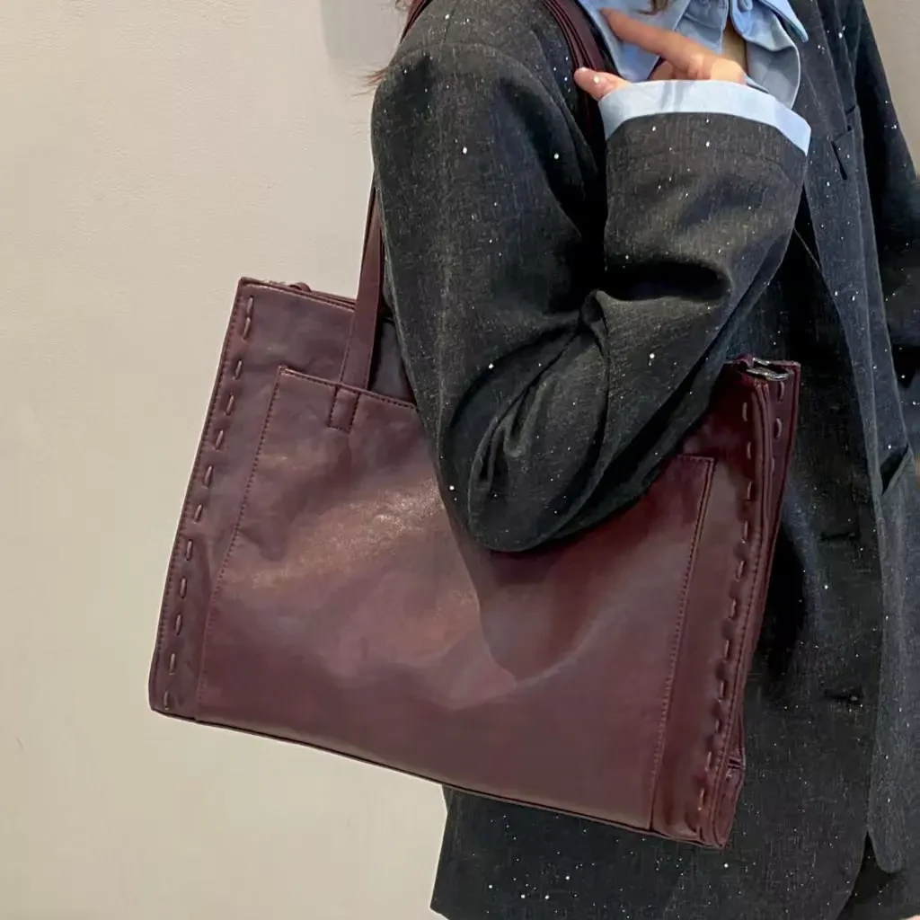 通勤风单肩拉链手提包单肩包腋下韩版纯色耐磨小众6199