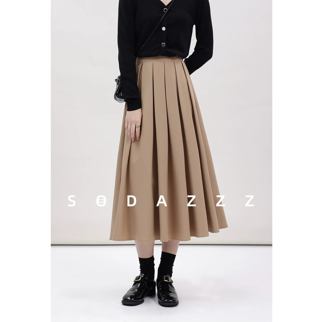 【ZBT直播间】秋季韩版小众设计感显瘦百搭高腰百褶半身裙LZQS01103