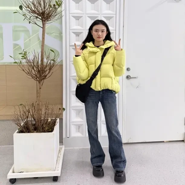 冬季新款宽松白鸭绒面包服短款百搭羽绒服