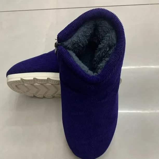 冬季保暖防滑高帮鞋加绒情侣拉链包跟上线工艺圆头