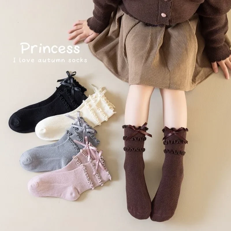 春秋款女童袜儿童洛丽塔花边甜美公主袜韩版洋气女孩宝宝中筒袜yw