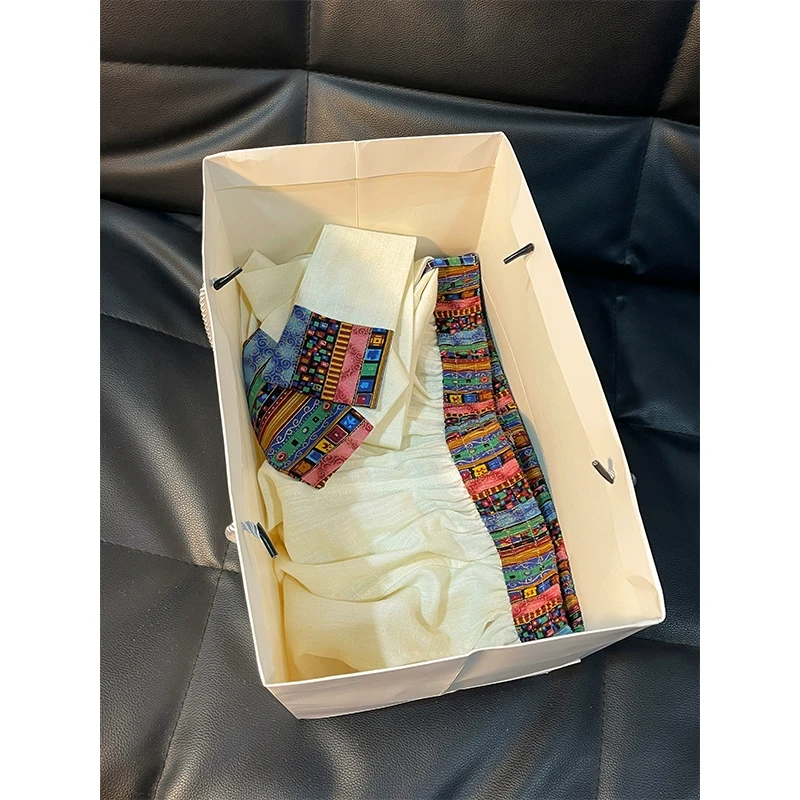 藏式舞蹈裤男士休闲棉麻阔腿裤中国风印花大码胖子宽松直筒运动裤