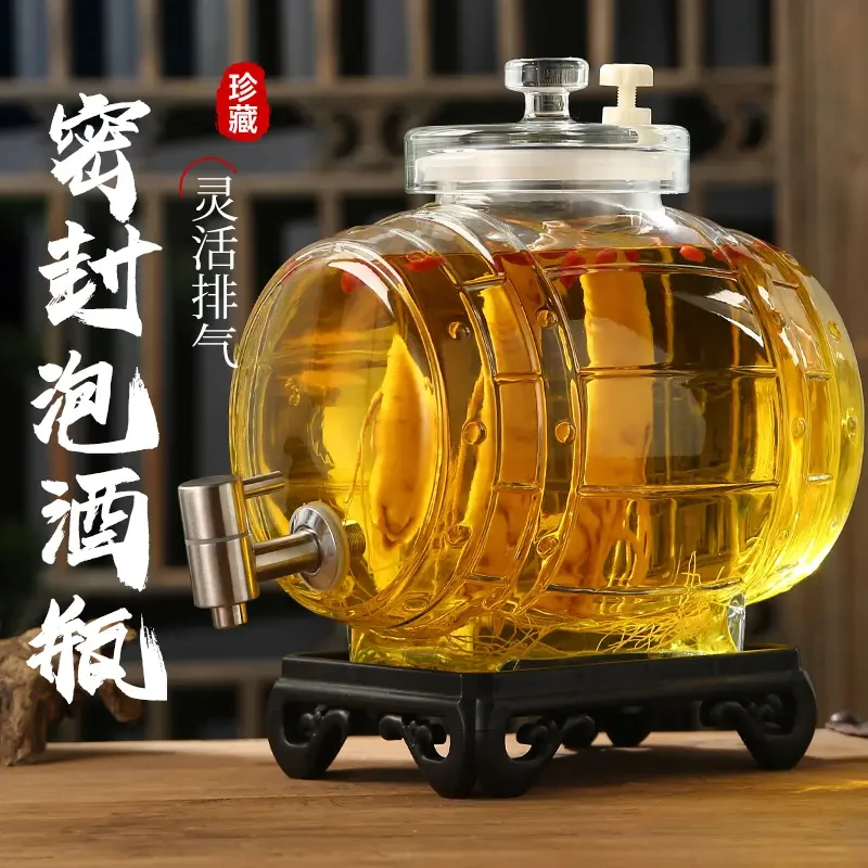 泡酒专用玻璃瓶加厚密封带龙头高档酒坛子酒桶酒缸容器人参药酒罐