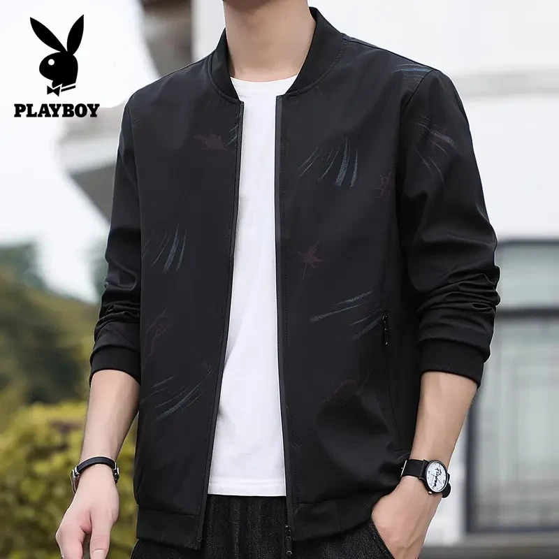 花花公子行政夹克男装2025秋季新款商务休闲中青年飞行夹克外套男