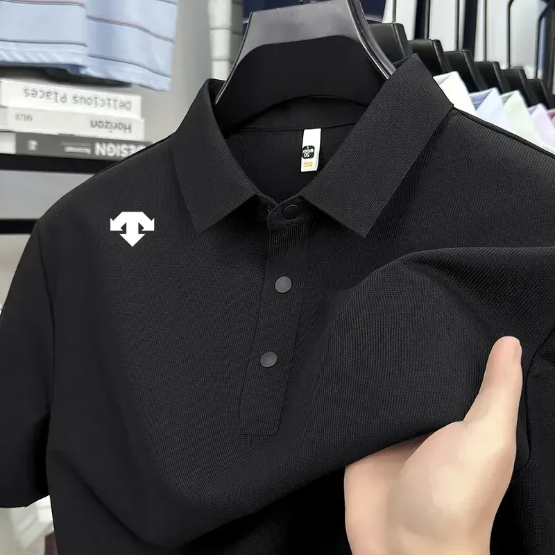折扣专区*迪桑家夏季翻领Polo衫短袖T恤男士高档冰丝速干体恤纯色