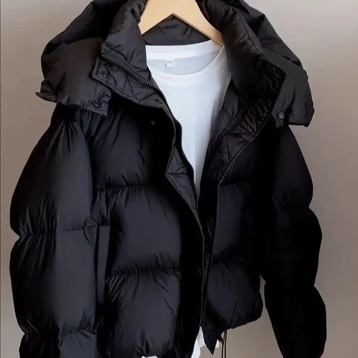棉服短款2025新款连帽加厚衣面包外套宽松时尚冬季袄