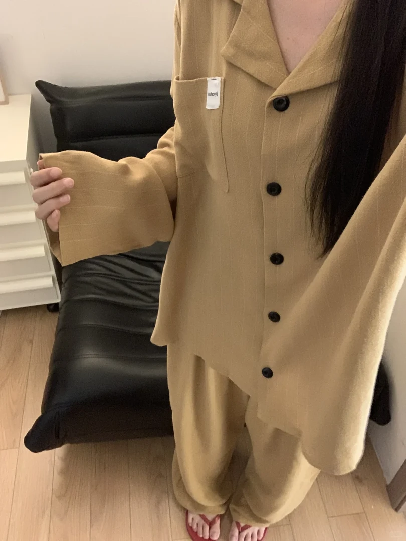 2025新款开衫睡衣女款春秋季韩版长袖套装时尚贵气慵懒风家居服