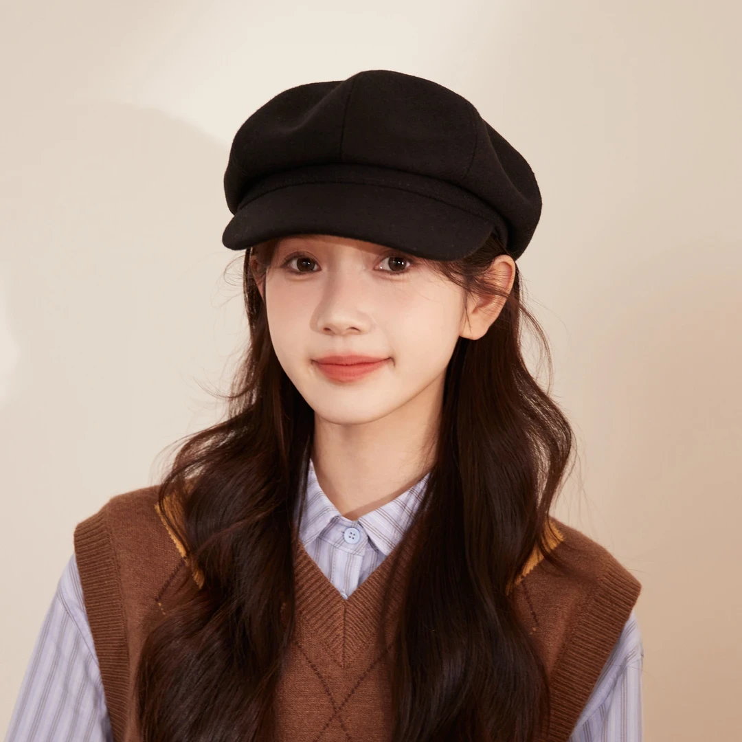 【玛卡】八角帽子女秋冬美拉德穿搭大头围复古百搭贝雷帽显脸小鸭舌