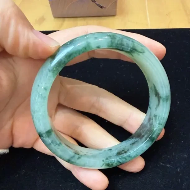 缅甸天然翡翠A货冰飘花手镯圈口60货号ys012