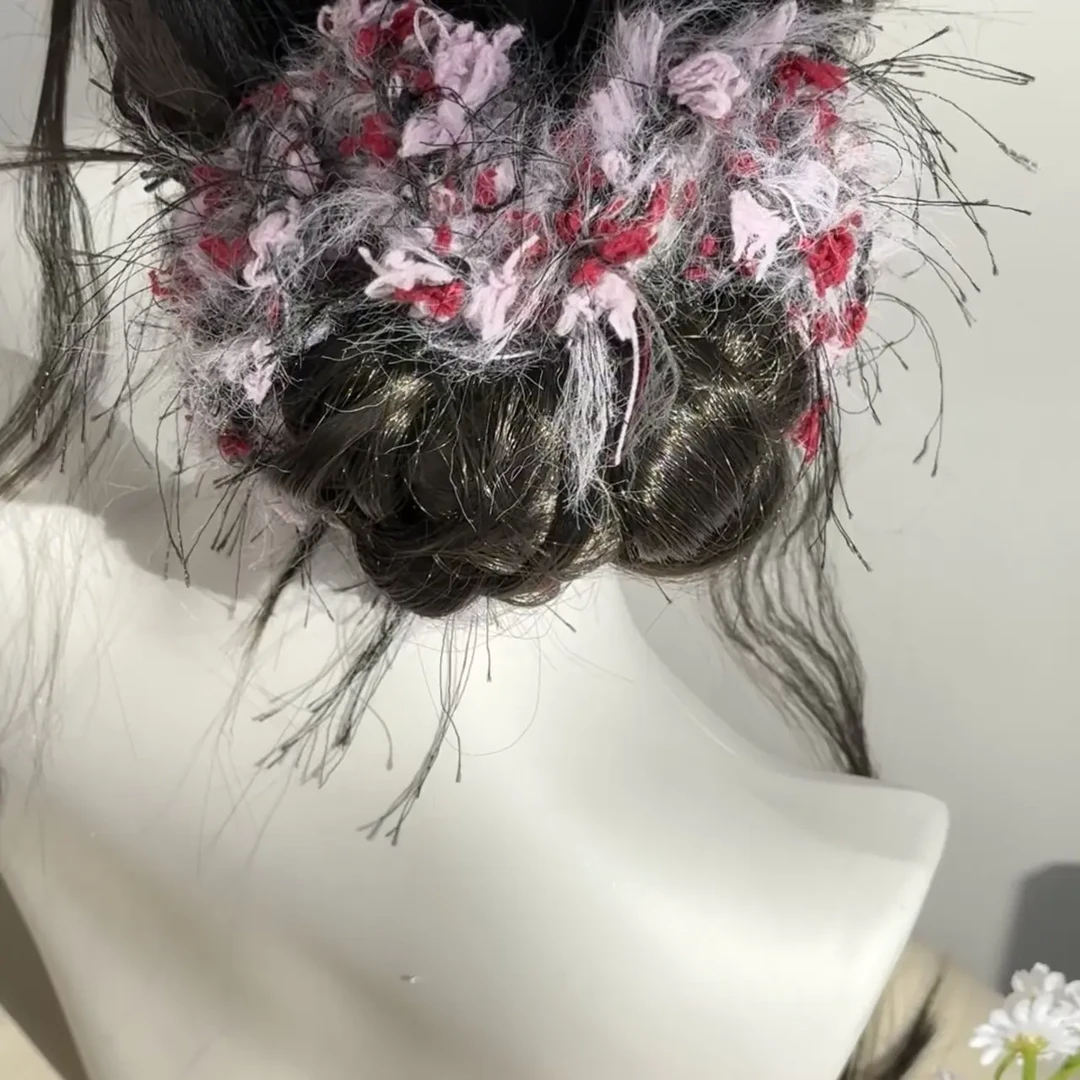 手工钩织手混线发圈甜美温柔风秋冬百搭发饰