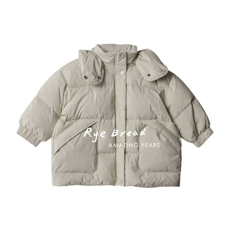 ryebread/黑面包童装 韩系女小童可拆卸帽子保暖加厚羽绒服4冬