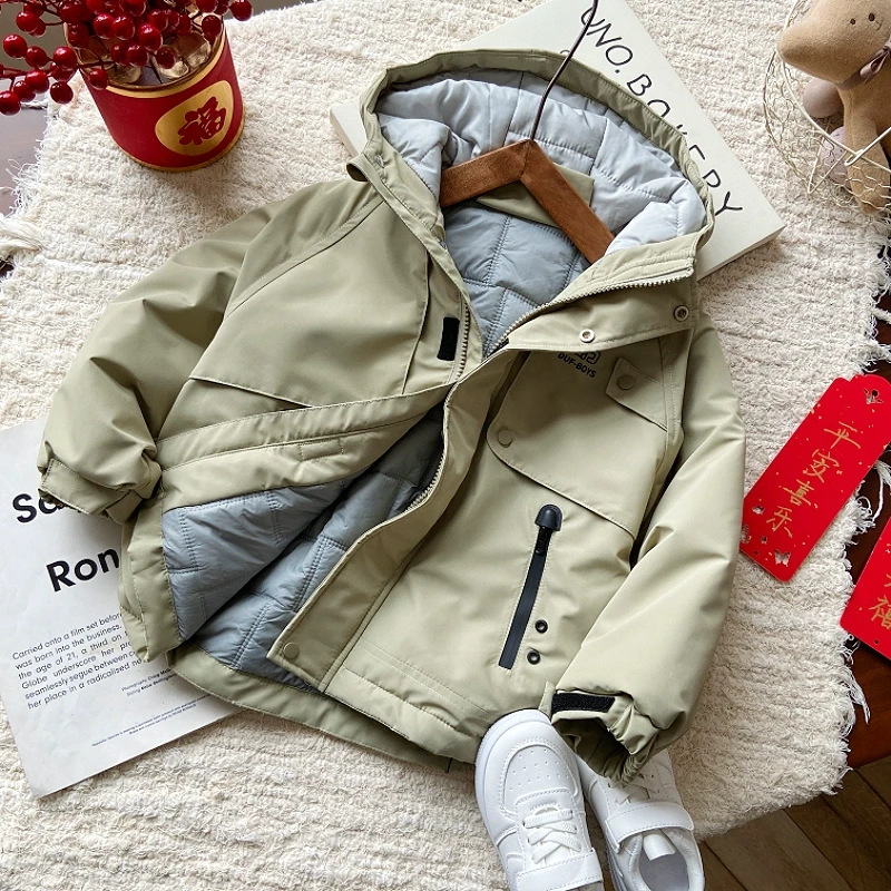 男童棉服冬款新款2025儿童连帽防风保暖加厚棉袄男孩休闲百搭棉衣