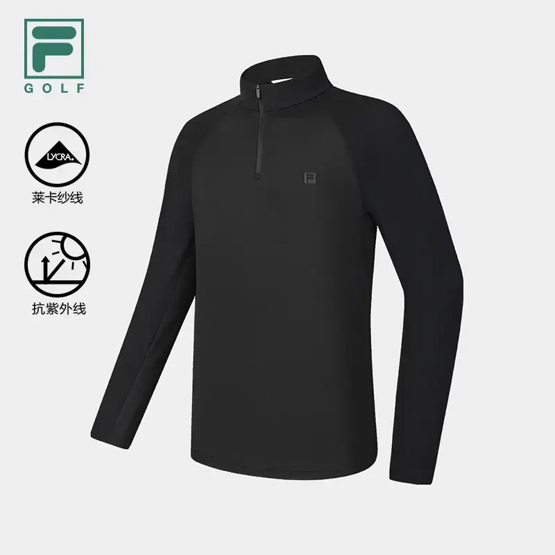 /斐乐男士休闲运动跑步衫立领POLO半拉链亲肤长袖上衣A11M515216F