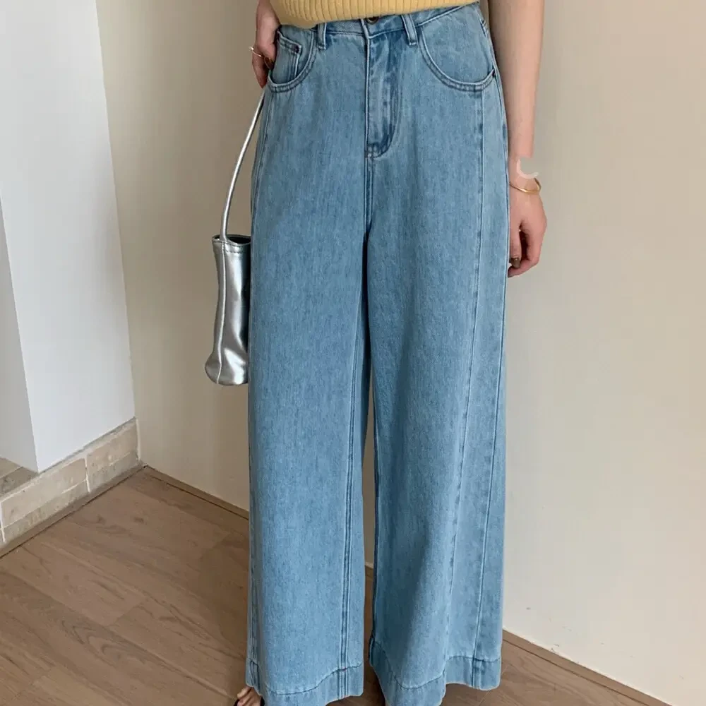 春上新！【楠楠 】韩系时尚宽松百搭压线牛仔裤