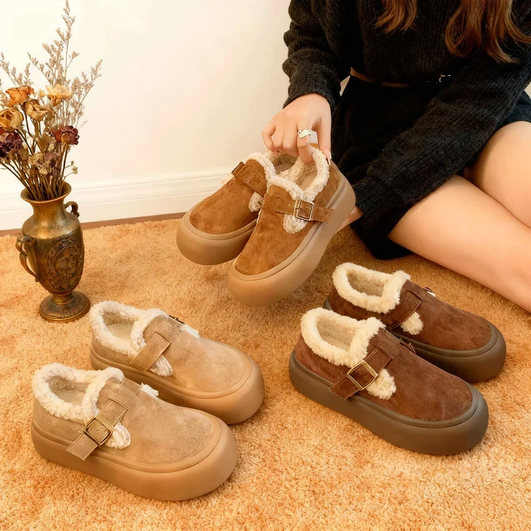网红百搭爆款雪地靴厚底勃肯鞋女毛毛鞋2025新款冬季超暖女款鞋子