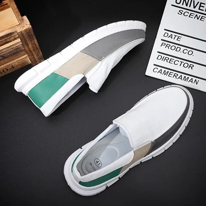 2025春夏新款男鞋透气潮休闲帆布鞋子一脚蹬乐福鞋男士老北京布鞋