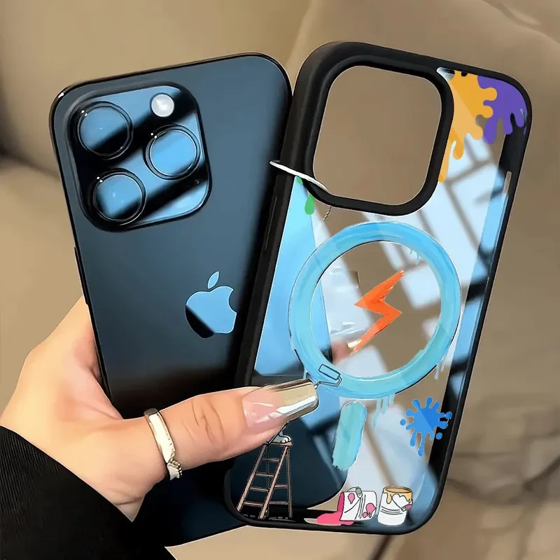 适用ins史努比苹果16promax/15手机壳iPhone14pro磁吸壳13/12/11