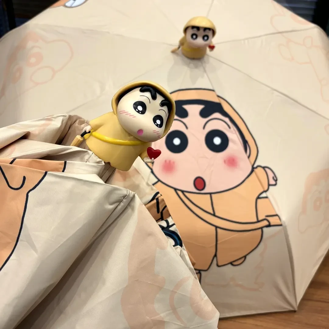 蜡笔小新公仔立体伞帽雨伞女晴雨两用学生折叠太阳伞周边