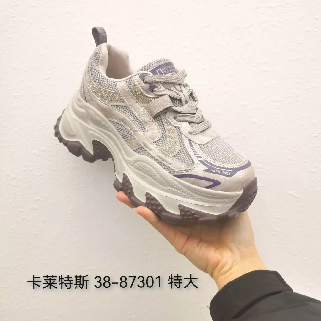 卡莱特斯特大码38-87301厚底加绒老爹鞋女冬季增高百搭运动休闲鞋