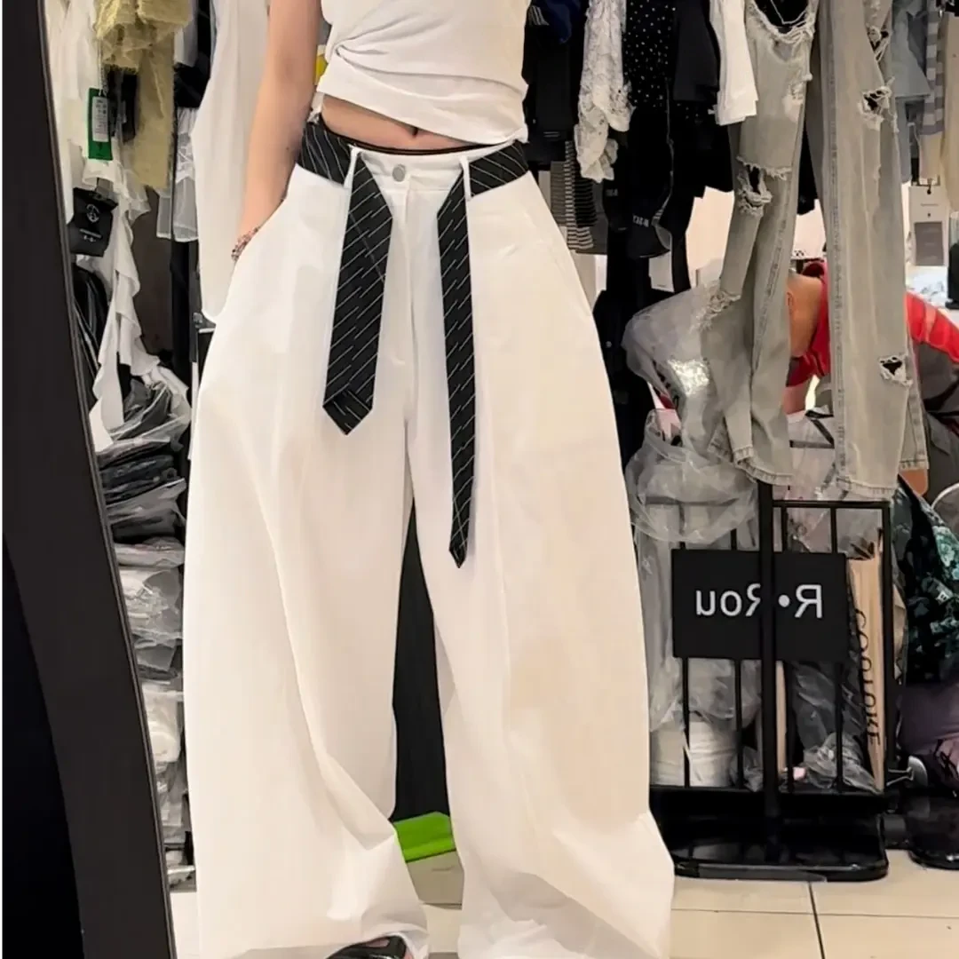 2025新款美式潮牌百搭时尚休闲阔腿裤男女爵士街舞宽松垂感直筒裤