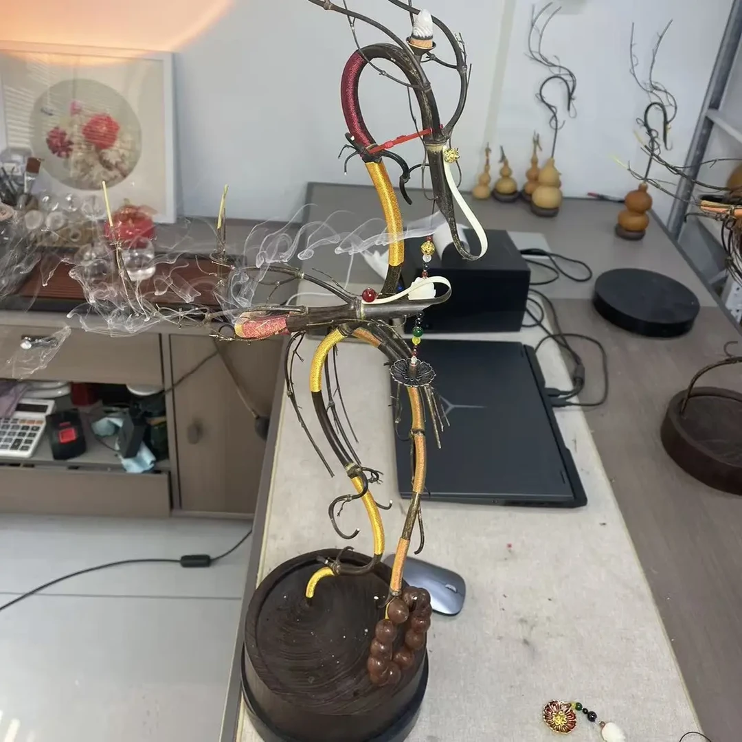 雷叔•纯手工制作一物一拍紫竹双龙龙挂香工艺品