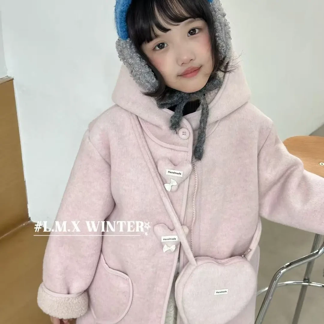 蓝梦熊女童加厚毛呢外套82537粉