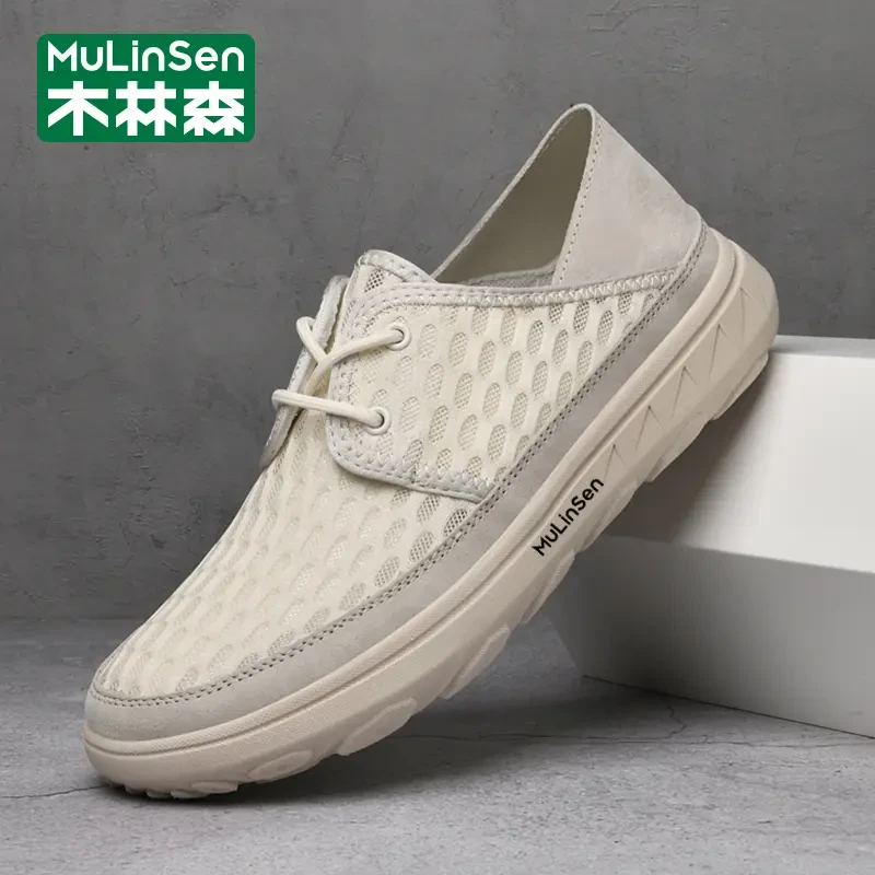木林森正品夏季男鞋一脚蹬网面健步爸爸鞋轻便耐磨休闲网面鞋男潮