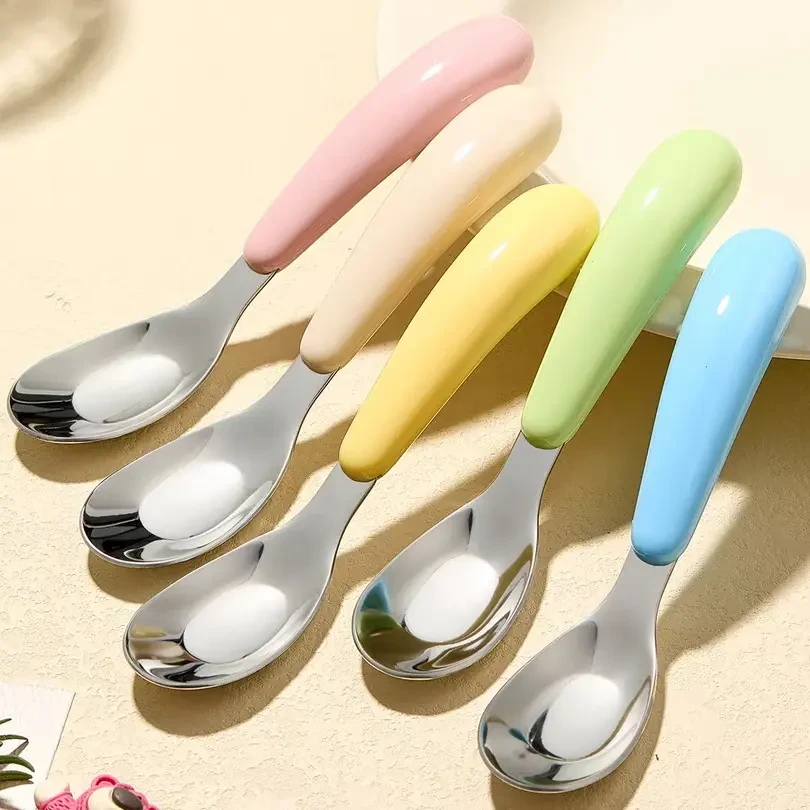 316不锈钢元宝勺宝宝自主进食辅食喂饭汤勺