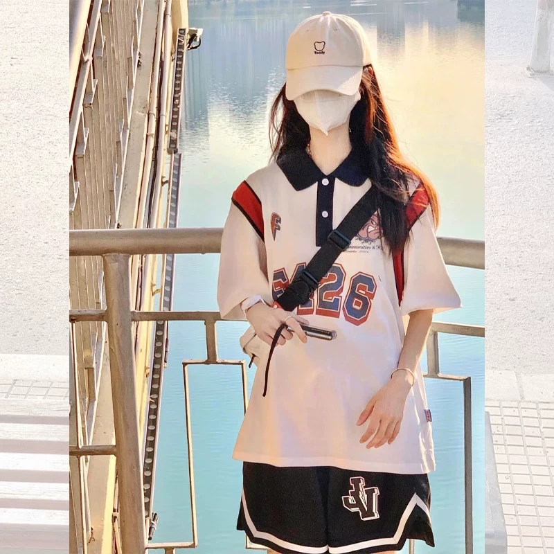 学生韩版时尚休闲套装女夏季盐系大码宽松短袖短裤棉显瘦两件套