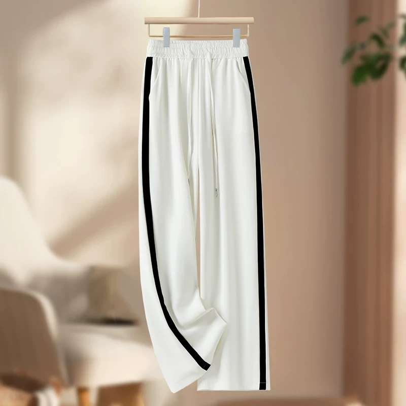 【时岛】阔腿裤女夏季薄款运动裤高腰宽松休闲裤新款垂感显瘦直筒