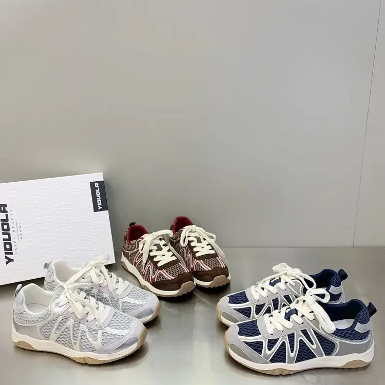 2025年小众复古赛车德训鞋女2025透气网面不闷脚休闲厚底阿甘鞋女