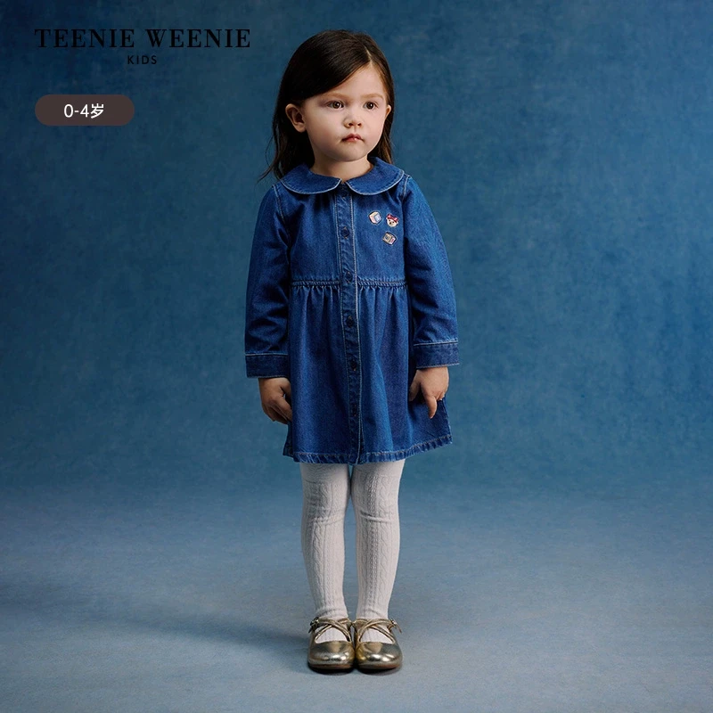 TeenieWeenieBaby小熊童装25年时尚娃娃领牛仔连衣裙T0OJ251264K