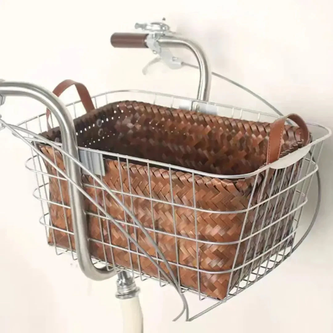 美式藤编收纳筐手工编织家用室内复古储物车载杂物收纳篮子