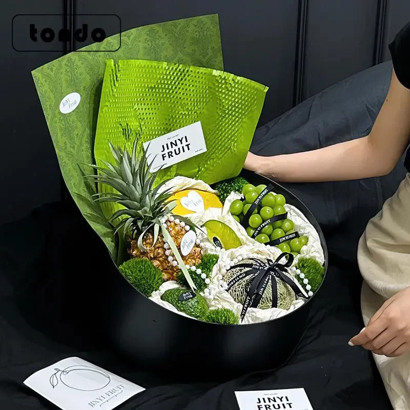 花颜悦高级法式水果花盒DIY材料包套餐 包装盒圆形礼盒空盒子