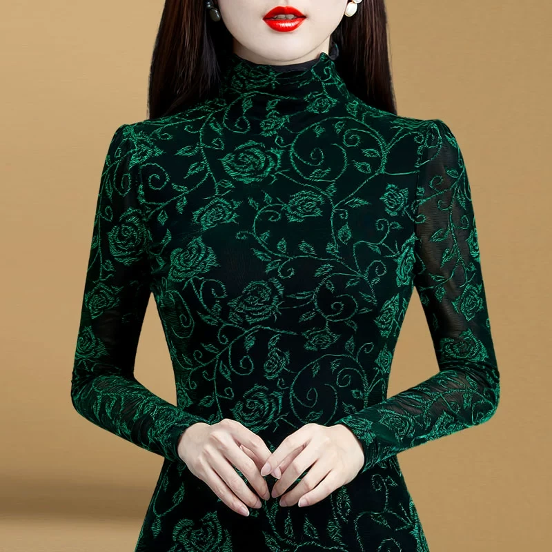 2790时尚上衣女潮别致小衫秋冬加厚高领打底衫女