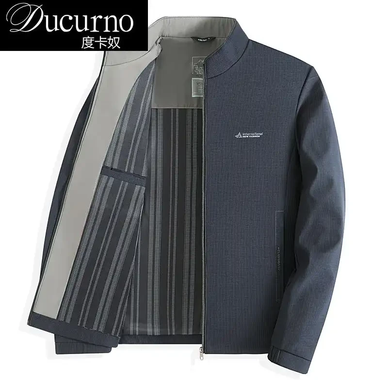 爸爸外套商务休闲立领夹克男中老年人男士春秋季薄款上衣茄克男装