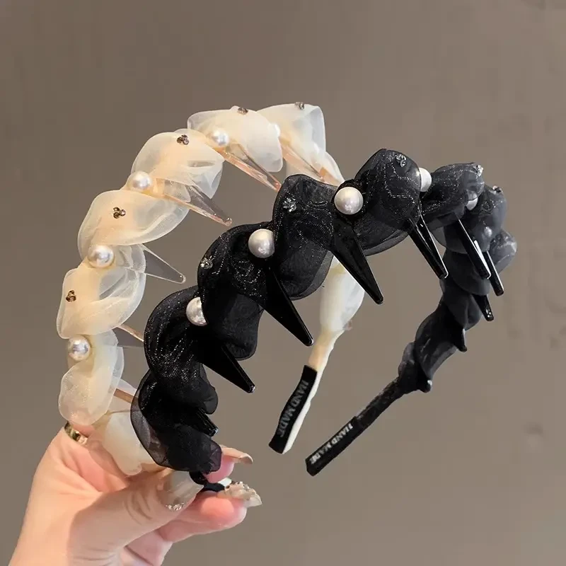 发箍轻奢女网纱高颅高级头箍新款防滑带齿2025百搭气质发卡