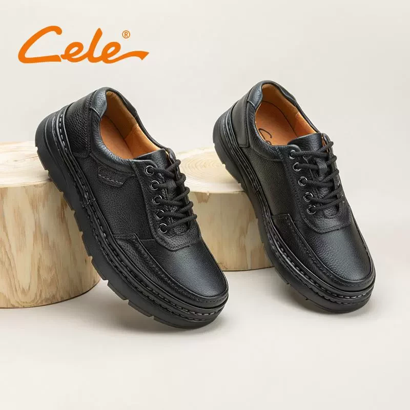 【Cele策乐】男真皮百搭商务男鞋春季新款手工鞋中年爸爸男士鞋