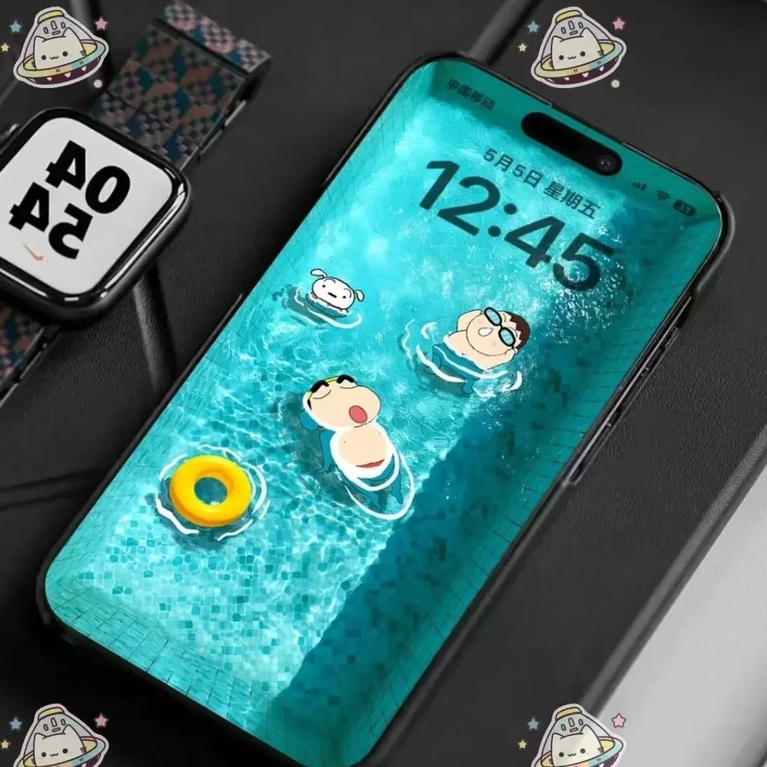 泳池蜡笔小新3d苹果可爱手机壁纸iPhone平板电脑4K高清办公配件