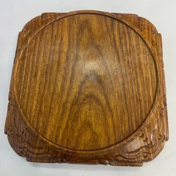 非洲花梨天圆地方整料雕刻茶壶花瓶摆件底座