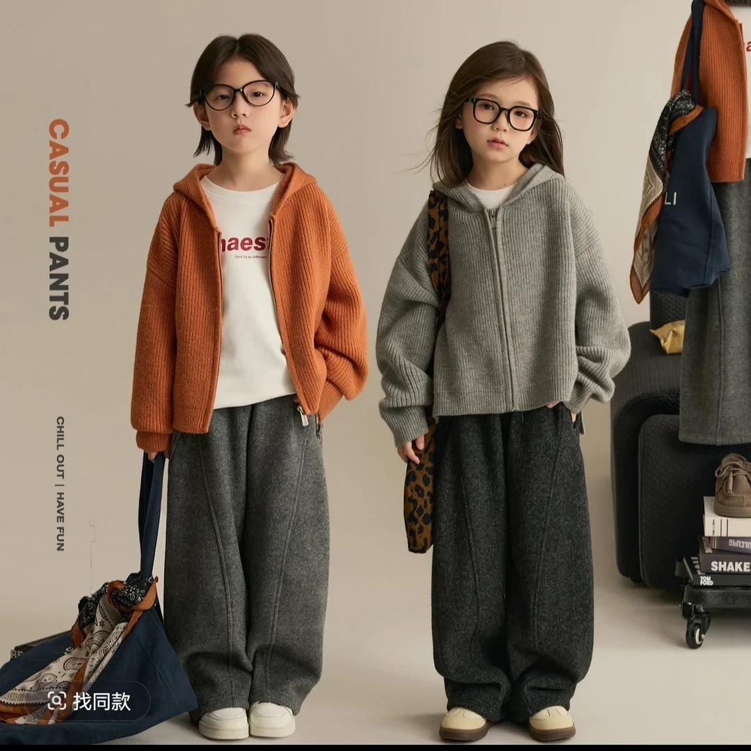男女童2025中大童秋冬季新款潮流洋气休闲运动韩版儿童加绒休闲裤