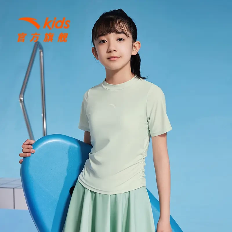 安踏儿童女生分体休闲运动训练舒适防晒时尚速干泳衣